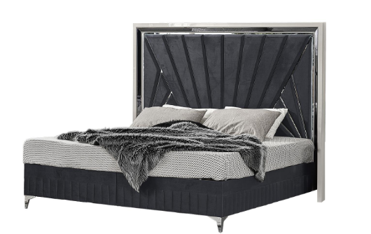 LAVITA QUEEN BEDROOM SET BLACK AND SILVER