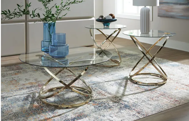 CRIMONTI STYLE GLASS 3 PC COFFEE TABLE SET