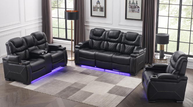 LEXUS 2PCS LIVING ROOM SET SOFA AND LOVESEAT  BLACK