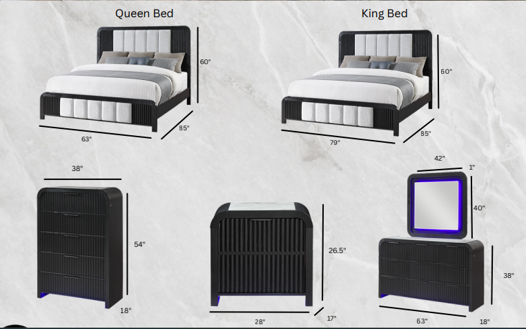 BECKETT RICK DARK BLACK AND WHITE TONE BEDROOM SET