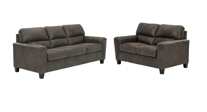 SMOKE F LEATHER  SOFA & LOVESEAT