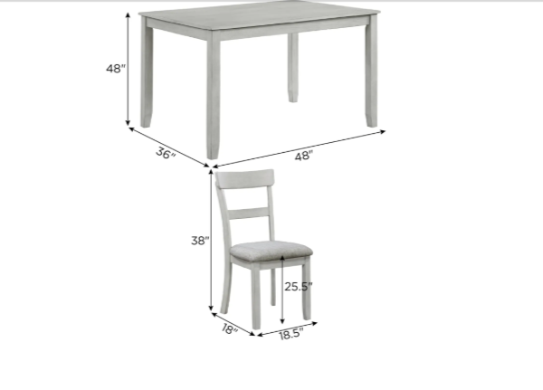 5-Piece Dinette Set — Driftwood White