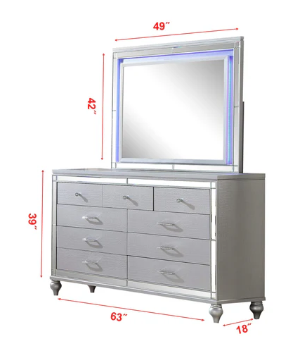 SILVER 5PC BEDROOM SET STERLING