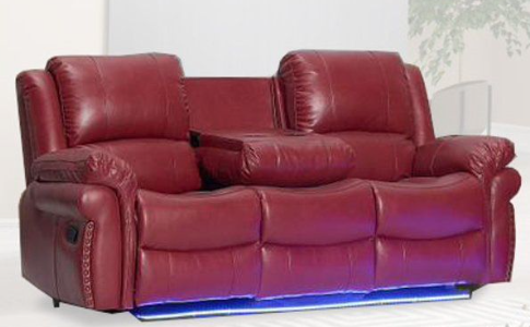 RED SOFA AND LOVESEAT ZZ MANUAL RECLINER WITH SPEAKER