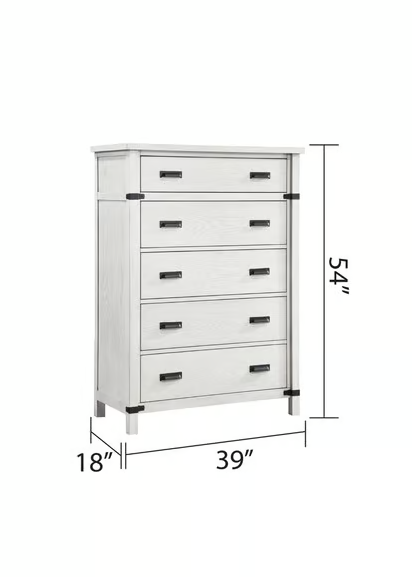 THE WHITE 5 PC BEDROOM SET LORETTA (FLOOR SAMPLE SALE)