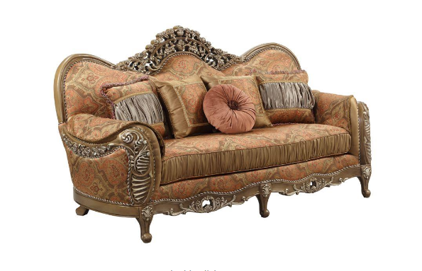 Classic Sofa & Loveseat Golden & Orange Color Blend
