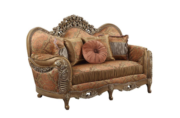 Classic Sofa & Loveseat Golden & Orange Color Blend