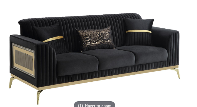 ANTIGUA SOFA AND LOVESEAT BLACK AND GOLD