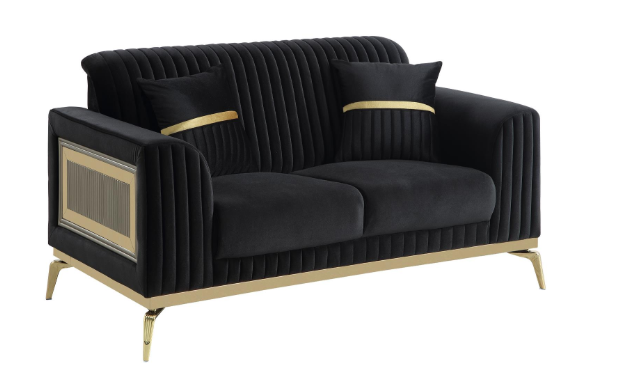 ANTIGUA SOFA AND LOVESEAT BLACK AND GOLD