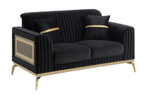 Load image into Gallery viewer, ANTIGUA SOFA AND LOVESEAT BLACK AND GOLD
