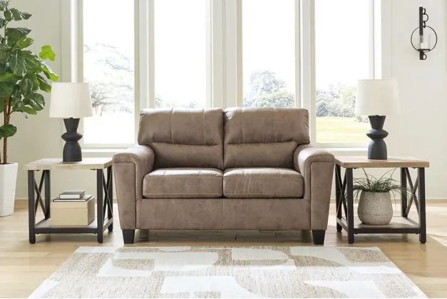 SMOKE F LEATHER  SOFA & LOVESEAT