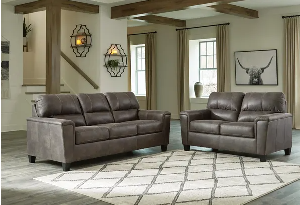 SMOKE F LEATHER  SOFA & LOVESEAT