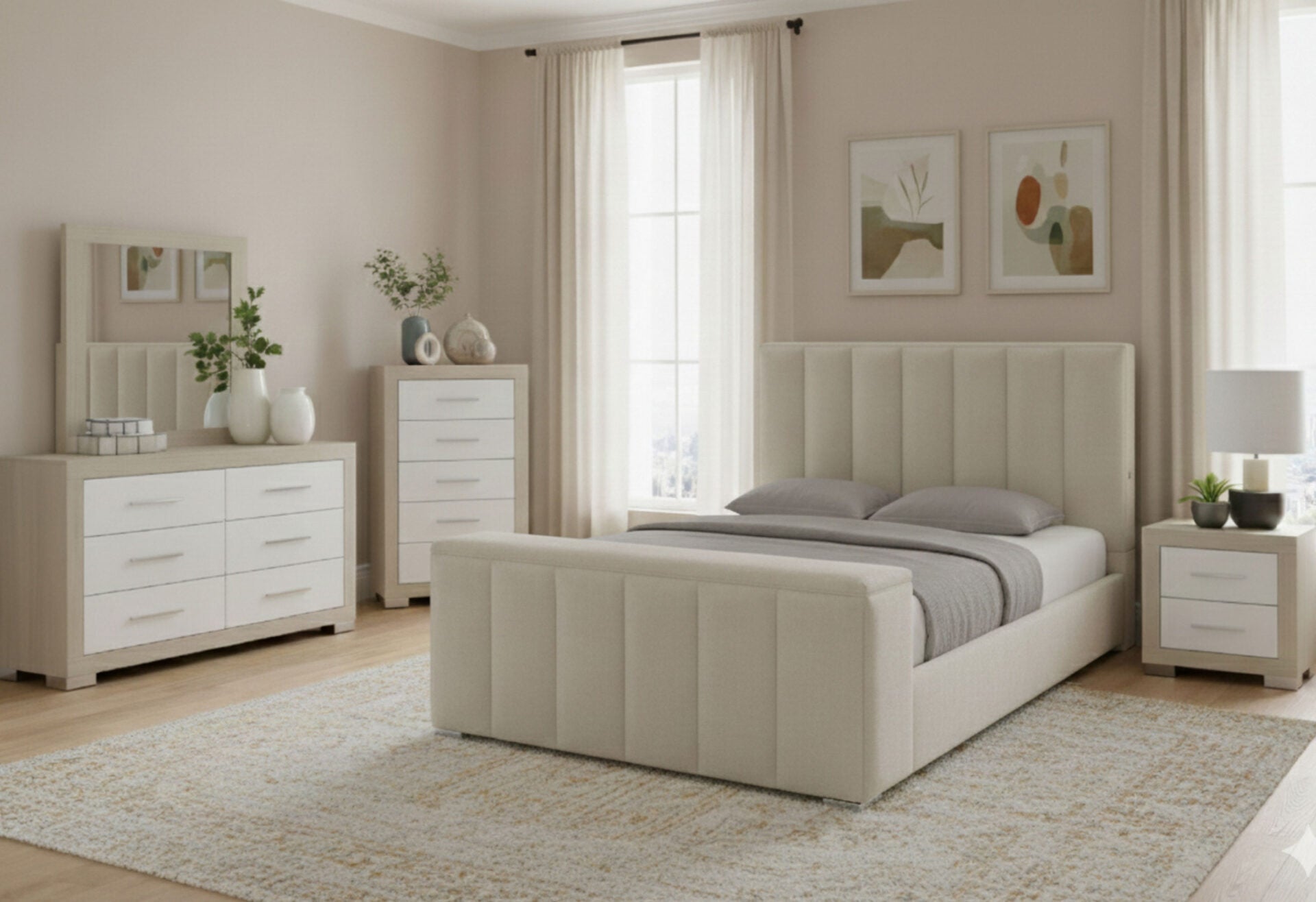 Serenity/Emma Crema Queen Bed Group