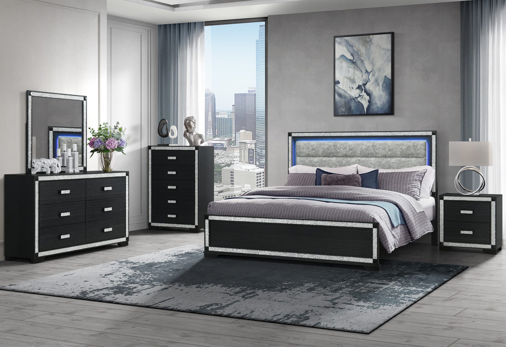 Soleil Charcoal King Bed Group