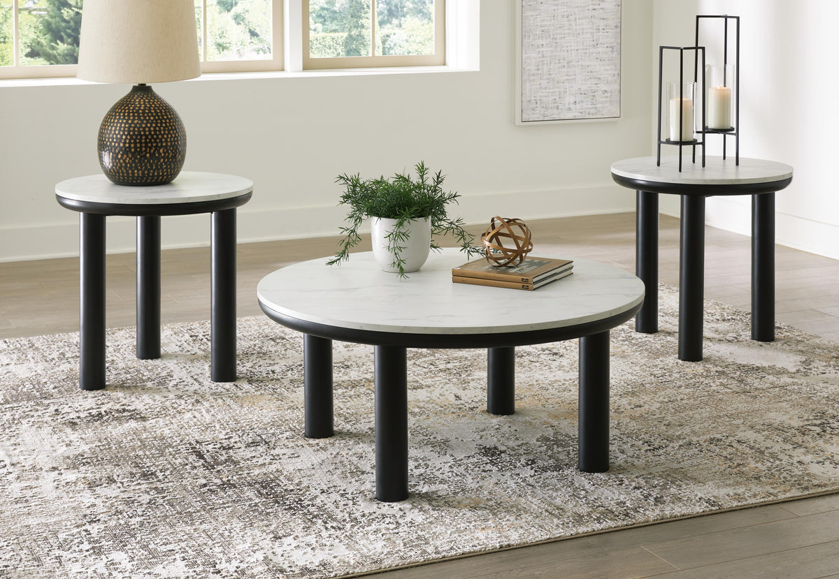 Xandrum Occasional Table Set (3/CN) - Black/White