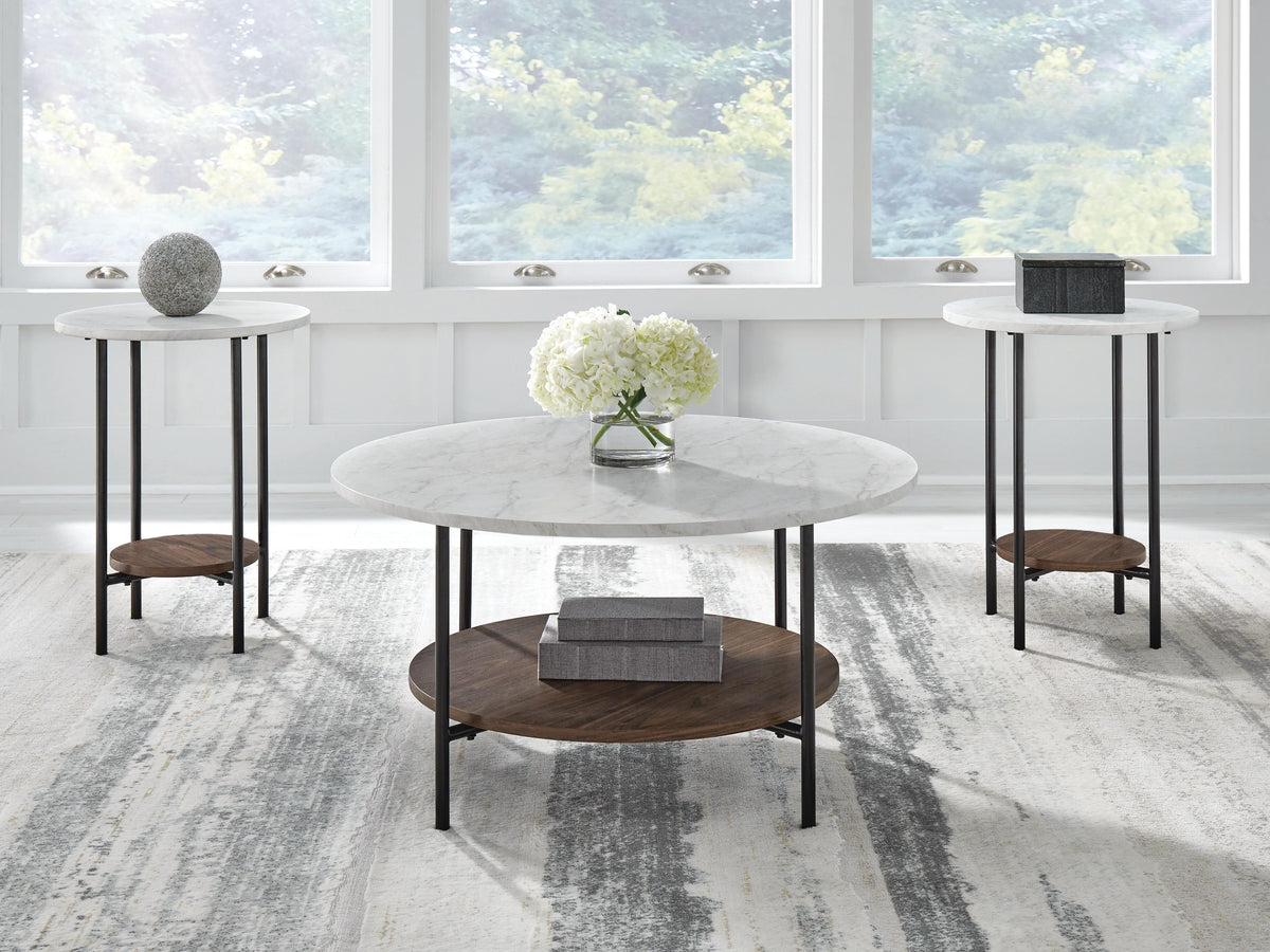 Wrenwich Occasional Table Set (3/CN) - Brown/Black/White