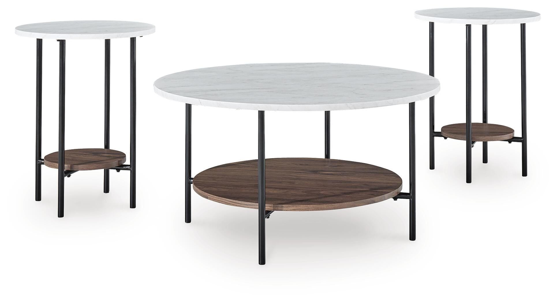 Wrenwich Occasional Table Set (3/CN) - Brown/Black/White