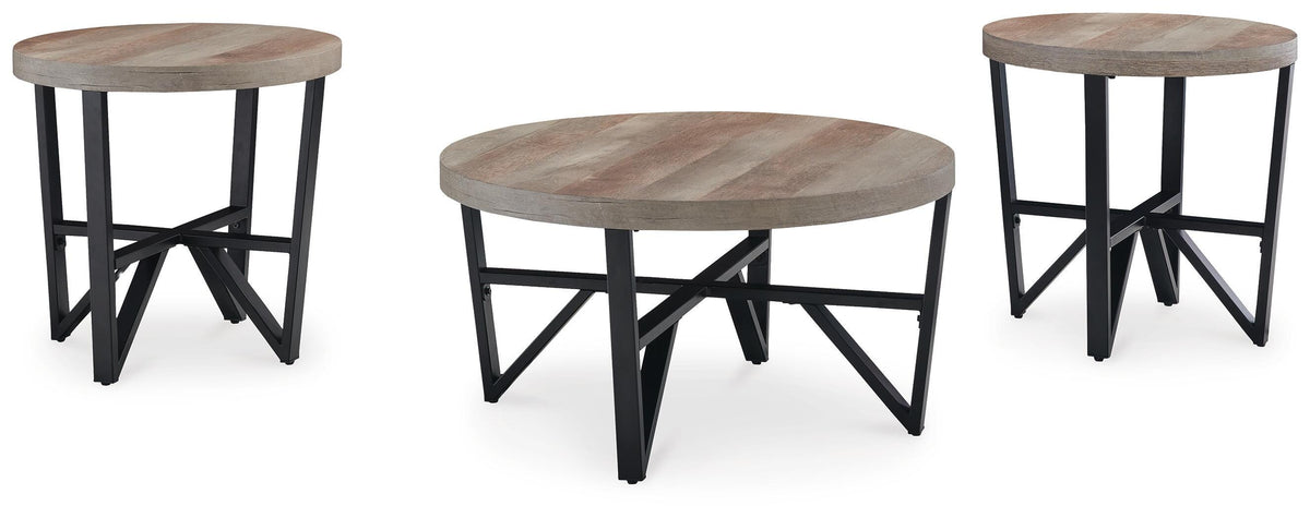 Deanlee Occasional Table Set (3/CN) - Grayish Brown/Black