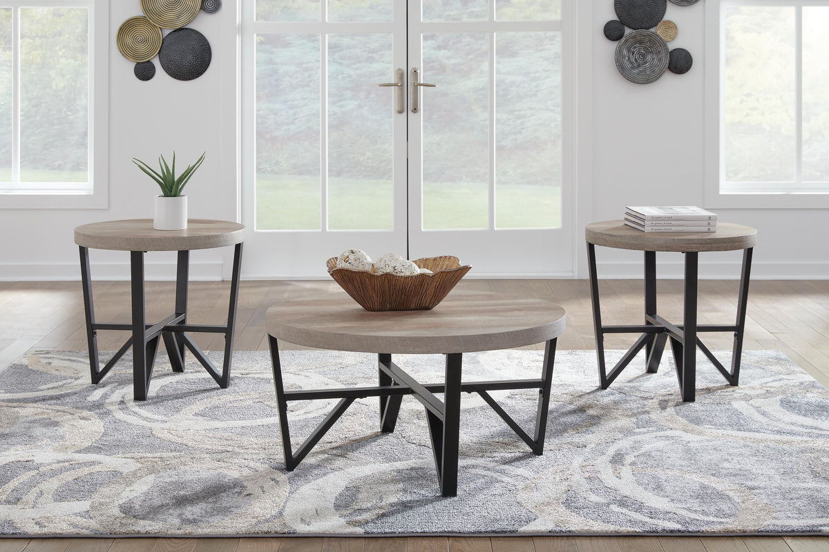 Deanlee Occasional Table Set (3/CN) - Grayish Brown/Black