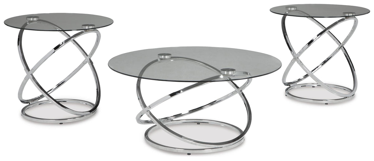 Hollynyx Occasional Table Set (3/CN) - Chrome Finish