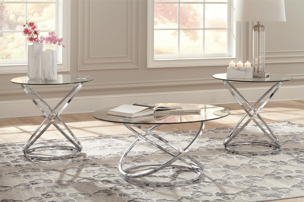 Hollynyx Occasional Table Set (3/CN) - Chrome Finish