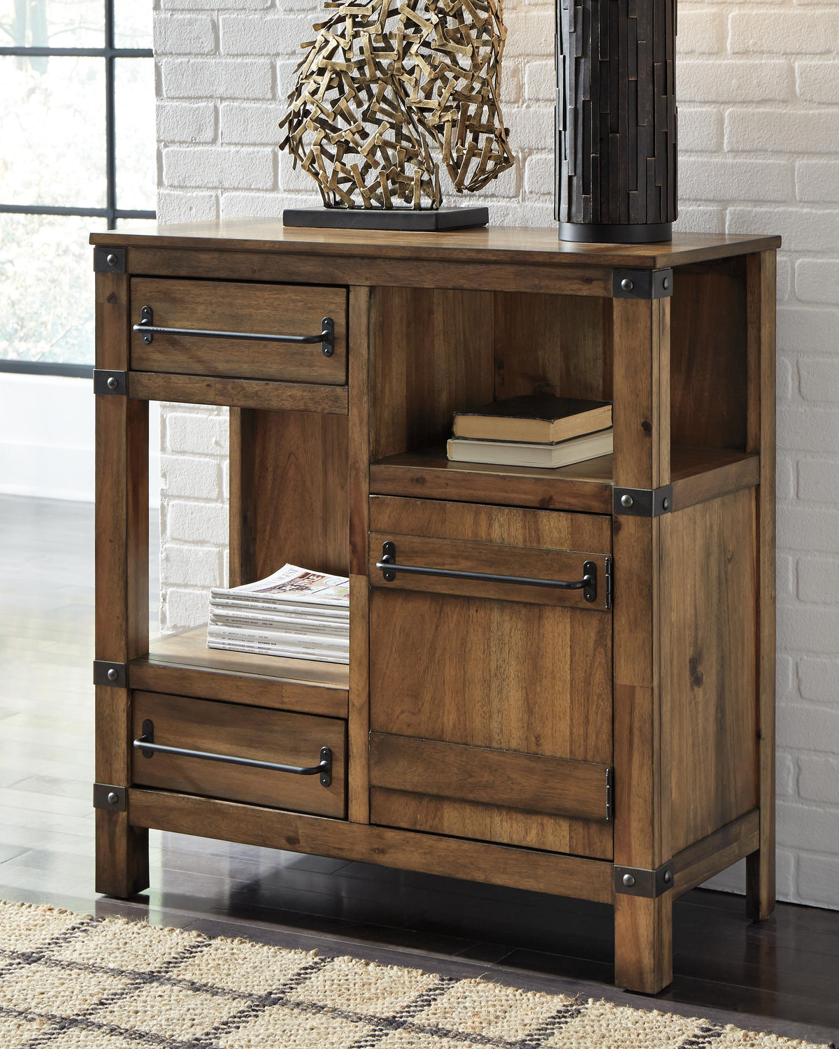 Roybeck Tables Collection - Light Brown/Bronze