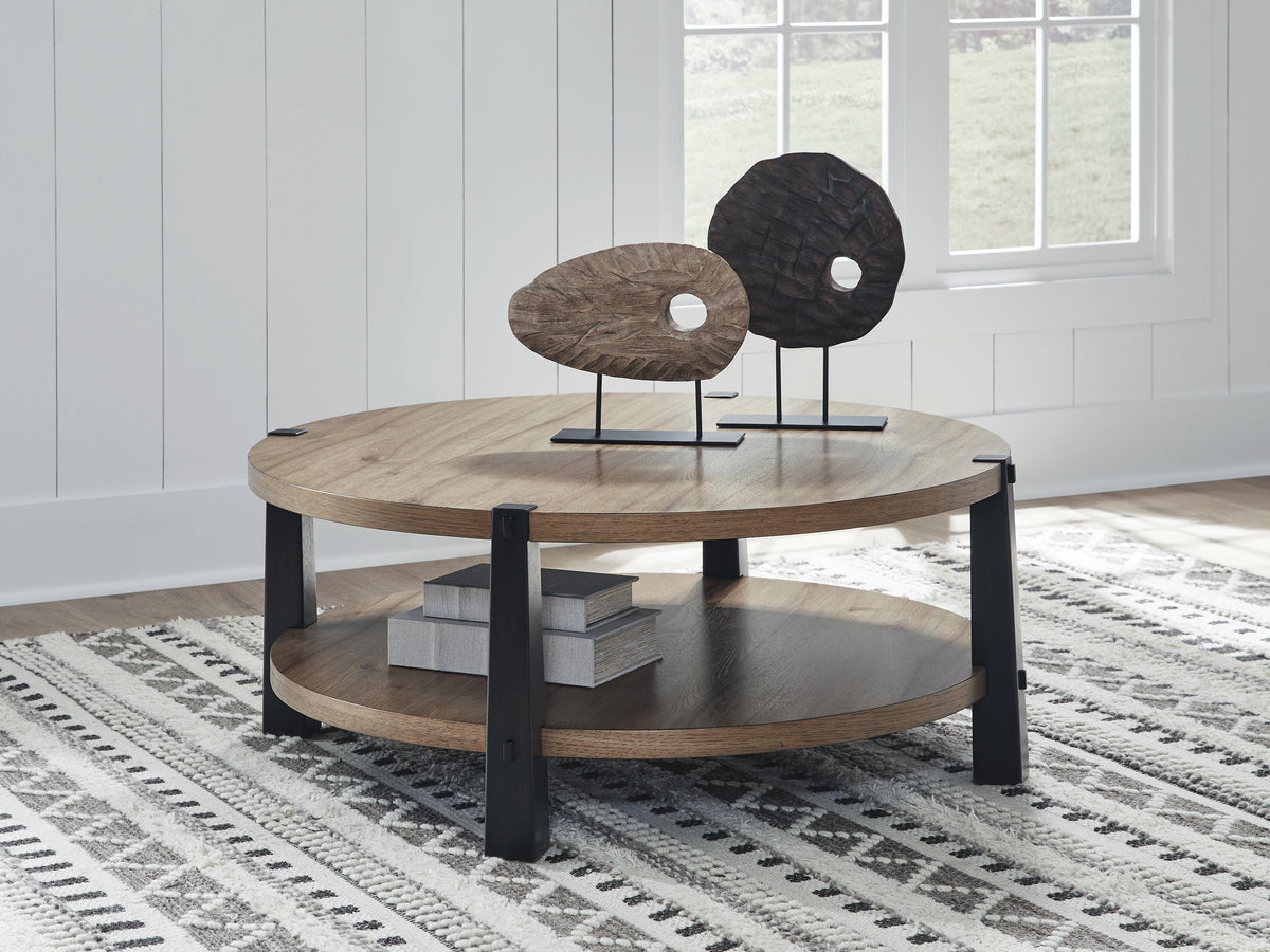 Ridgester Tables Collection - Light Brown/Black