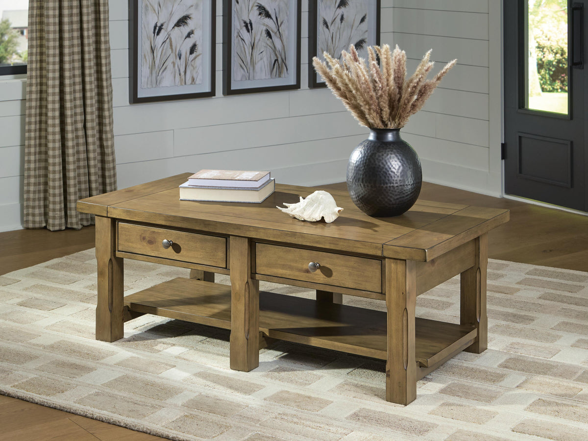 Vandenmore Rectangular Cocktail Table - Medium Brown