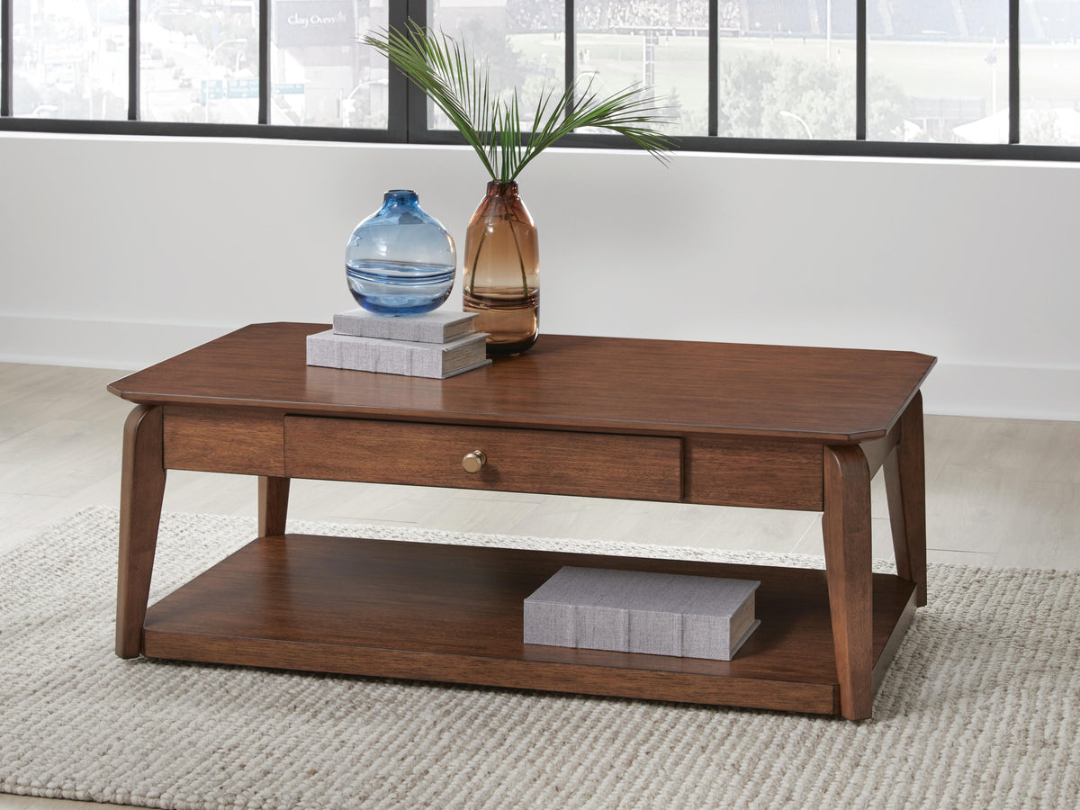 Trenmour Rectangular Cocktail Table - Medium Brown