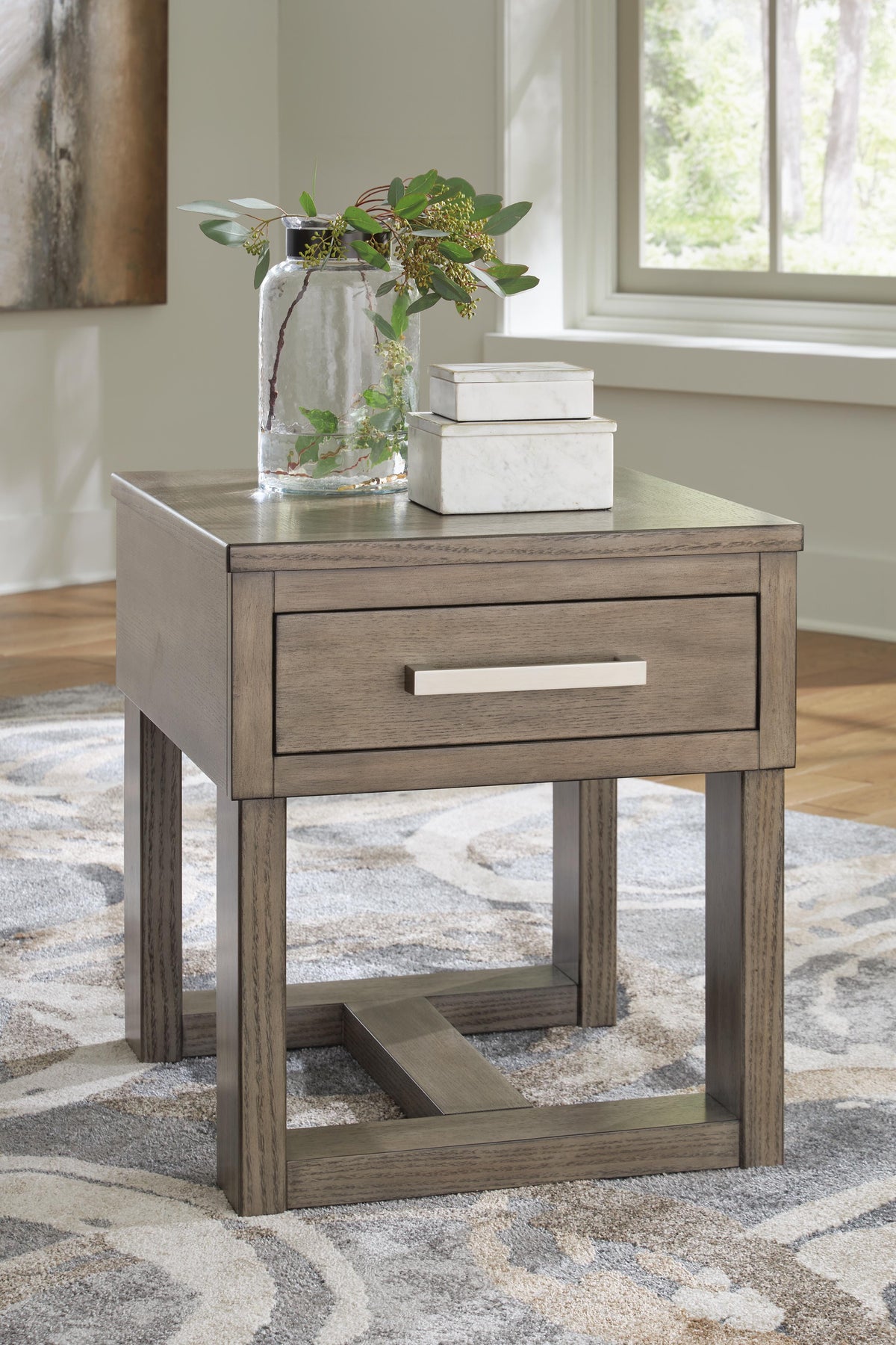 Loyaska Tables Collection - Grayish Brown/White