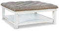 Kanwyn UPH Ottoman Cocktail Table - Grayish Brown/White