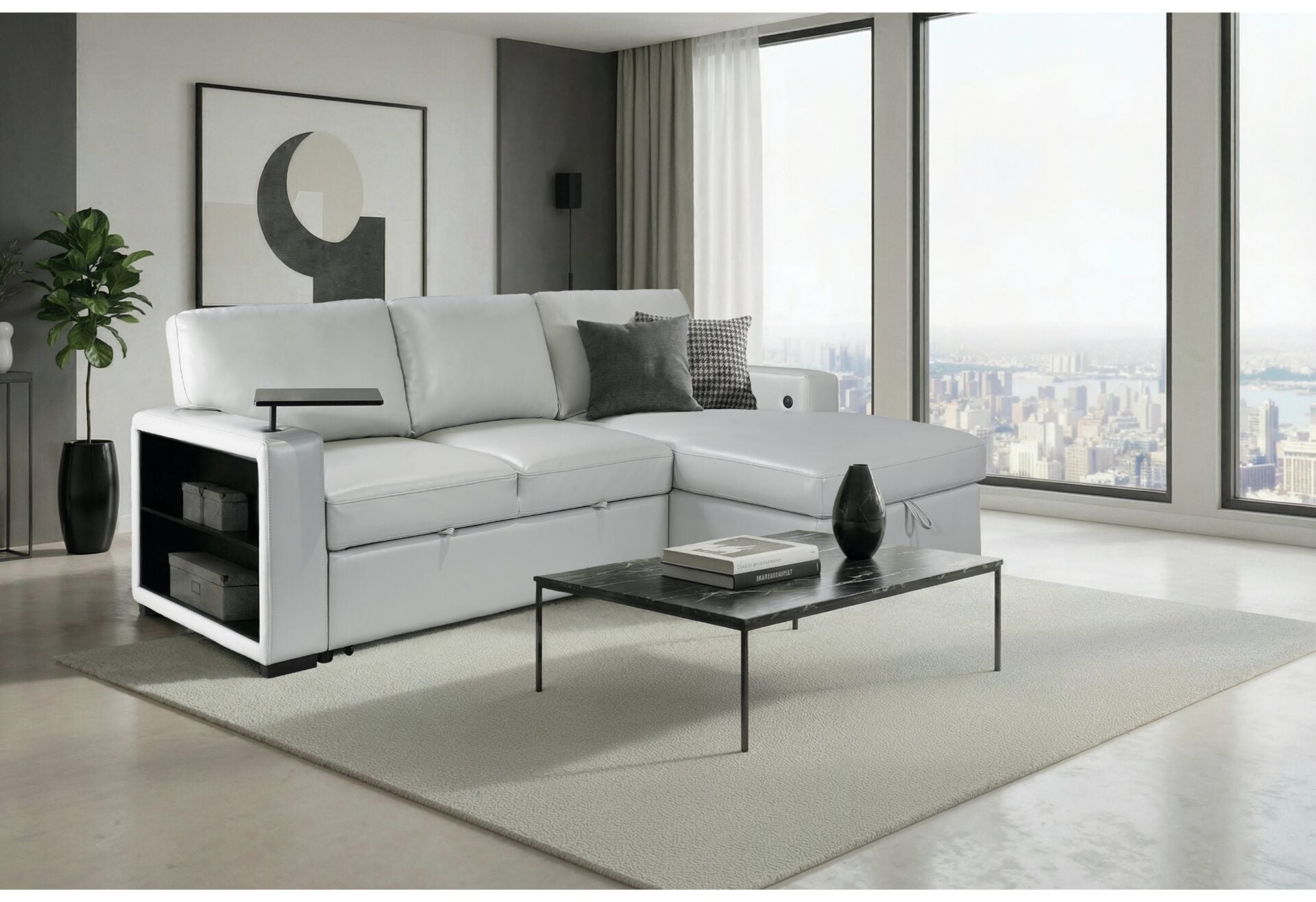 U0212 Blanche Silver Pull Out Sofa Bed