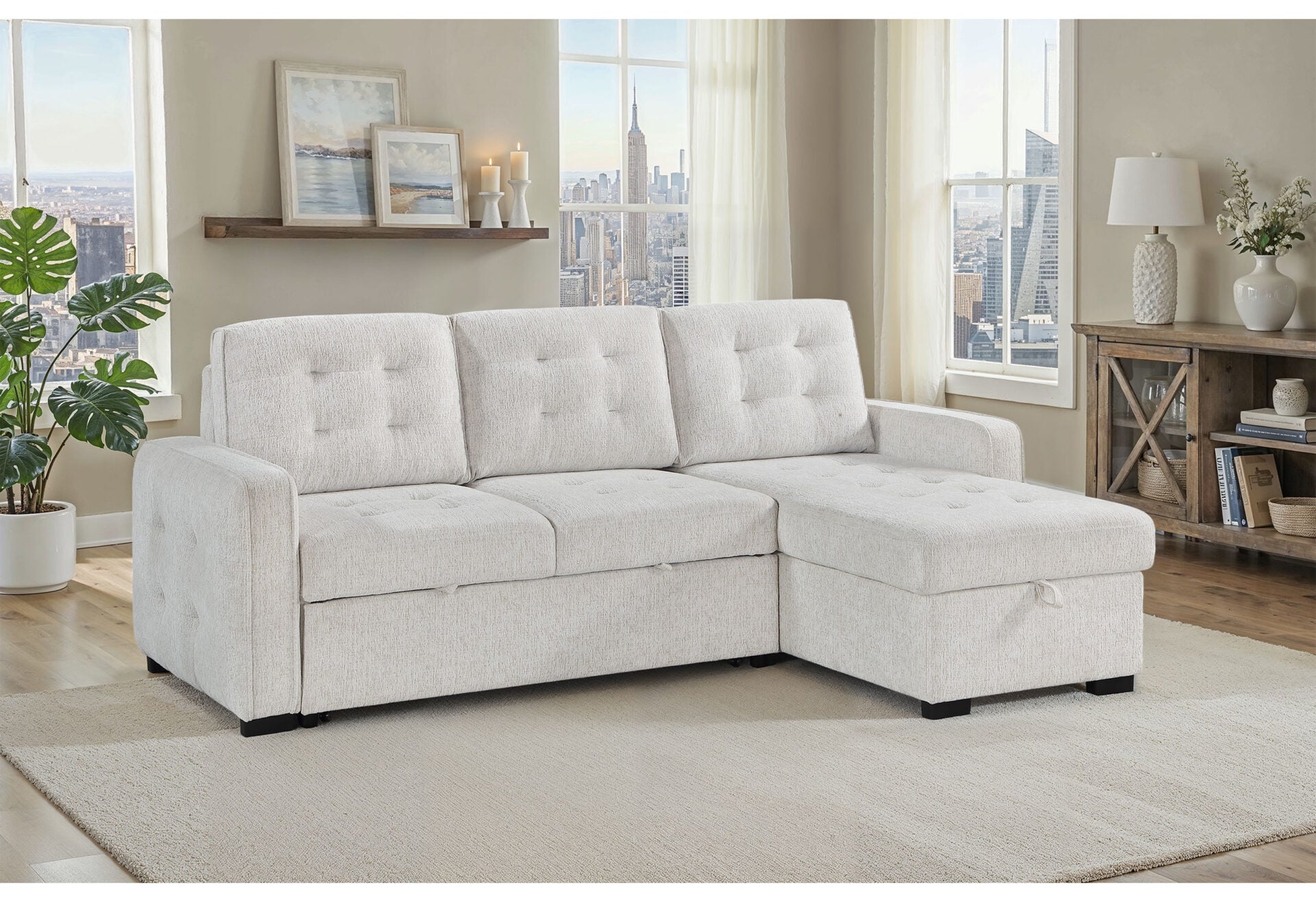 U0707 Chalk Reversible Sofa Bed