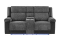 U5915 Grey/Black Console Rec Loveseat W/Immersive Sound & Blue LED