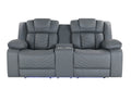 U7069 Grey 10 Pwr Con Rec Loveseat With LED And Immersive Sound