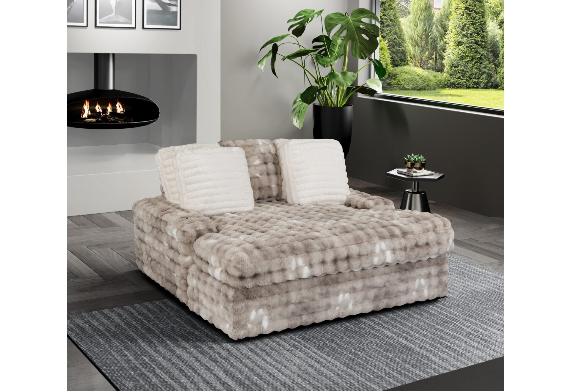 U8292 Grey Lounger Sofa With USB
