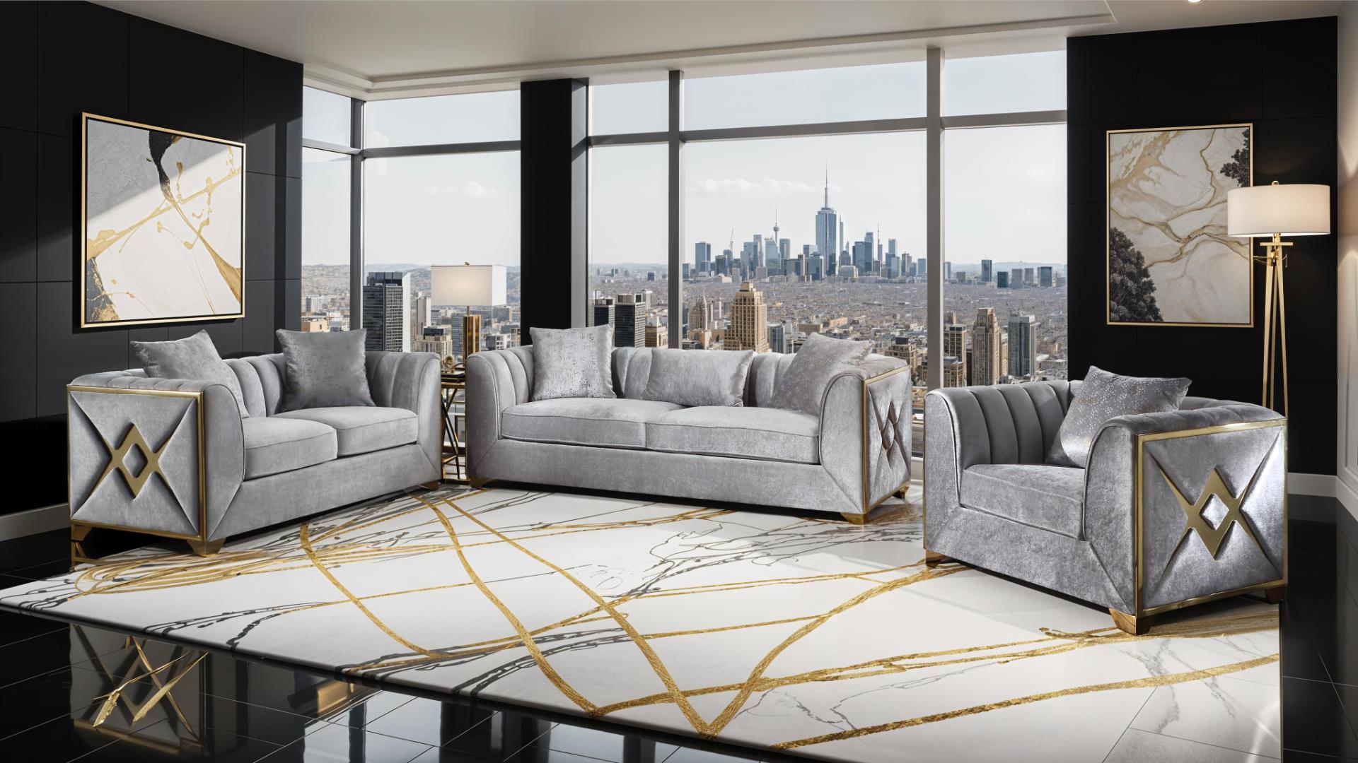 Velencia Living Room Collection - Silver