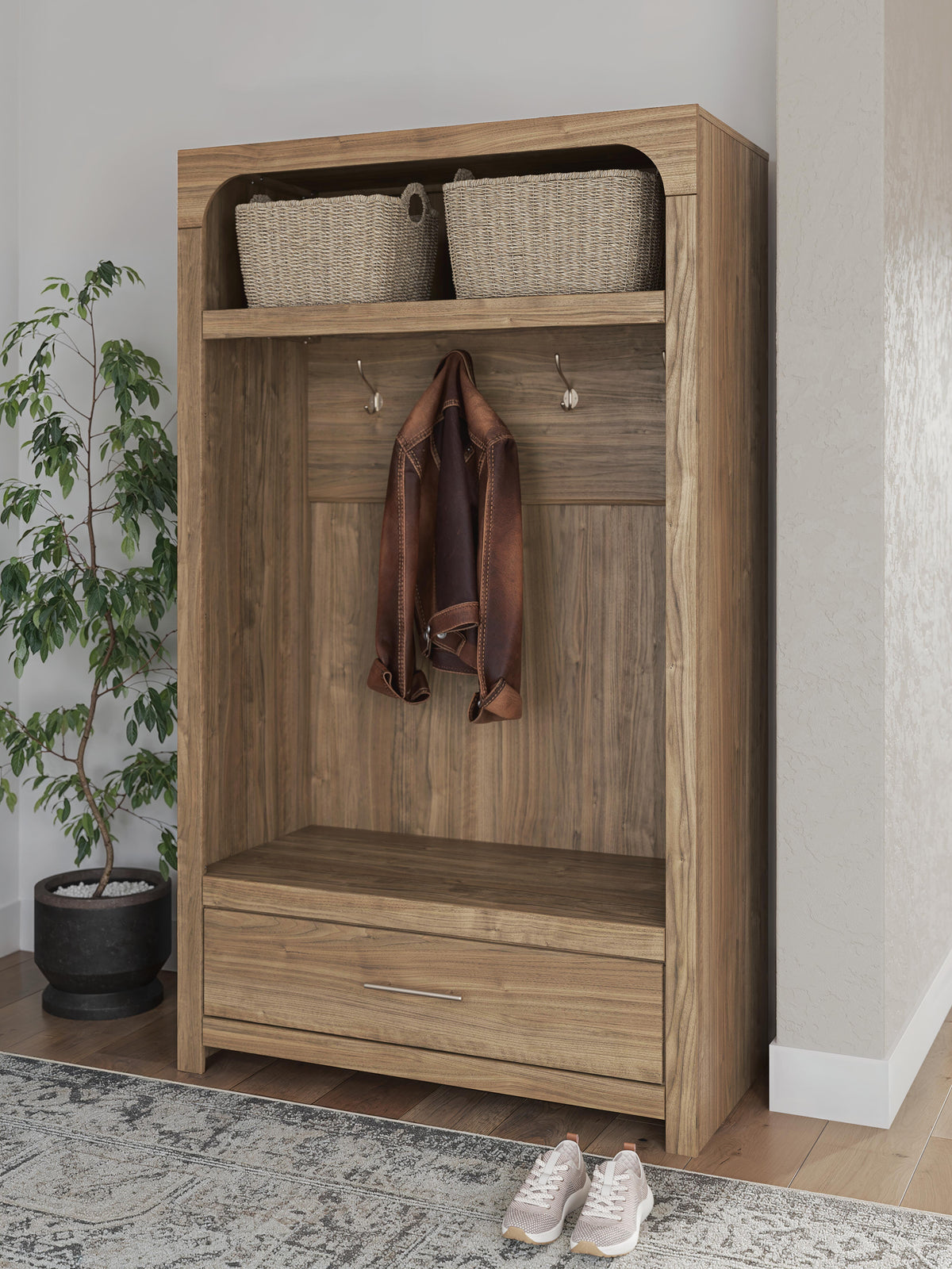 Dovander Hall Tree with Storage Bench - Brown