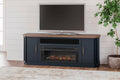 Landocken XL TV Stand w/Fireplace Option - Brown/Blue
