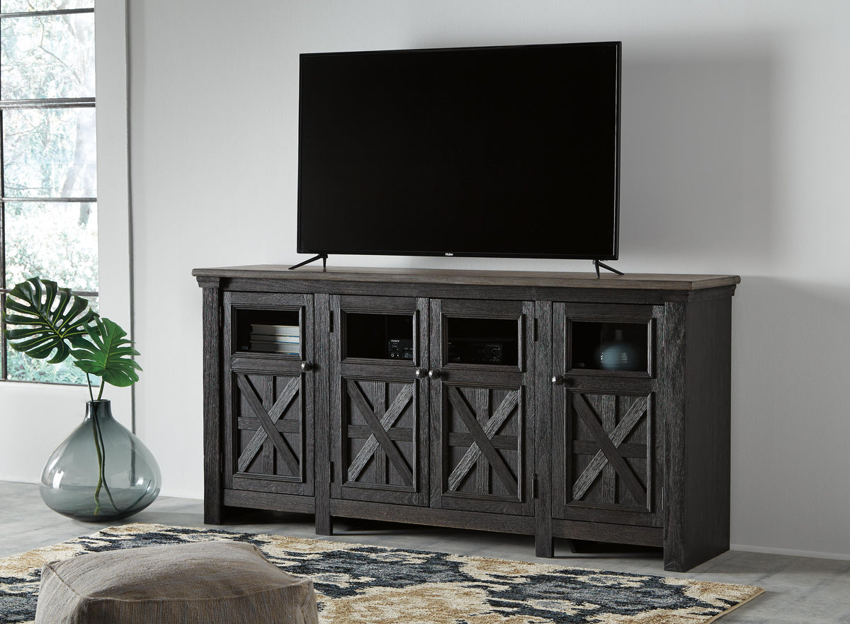 Tyler Creek Extra Large TV Stand - Black/Gray