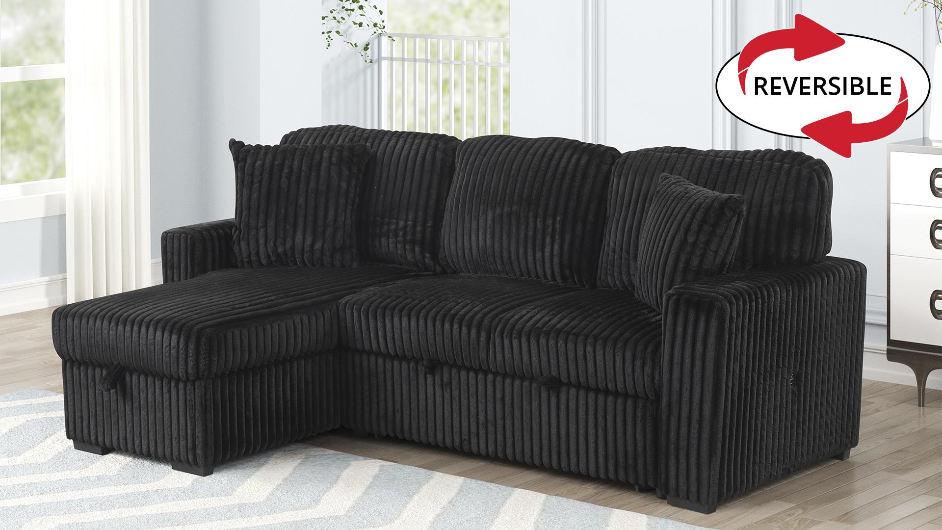 Plush Sectional Sofa Black
