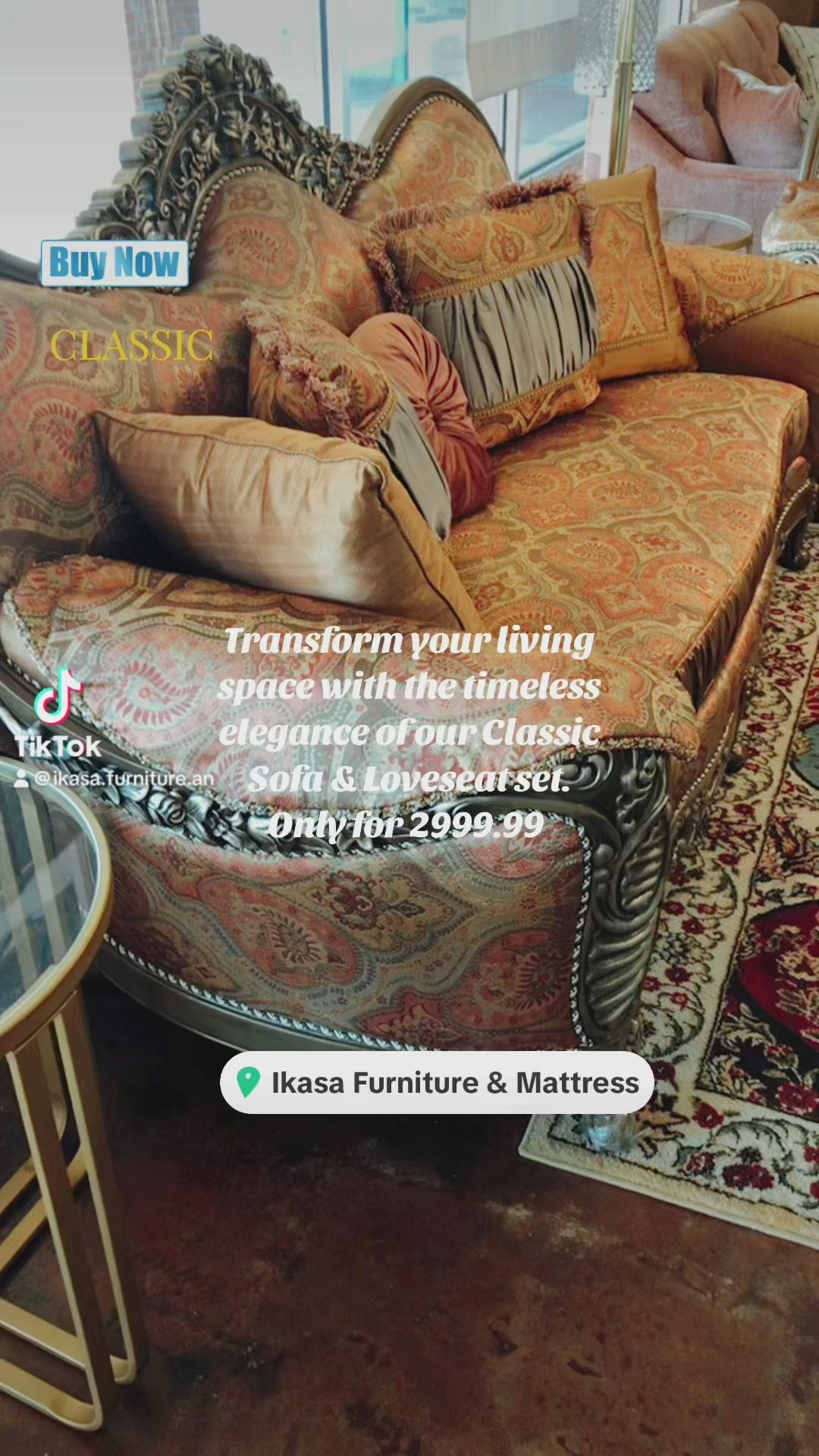 Classic Sofa & Loveseat Golden & Orange Color Blend