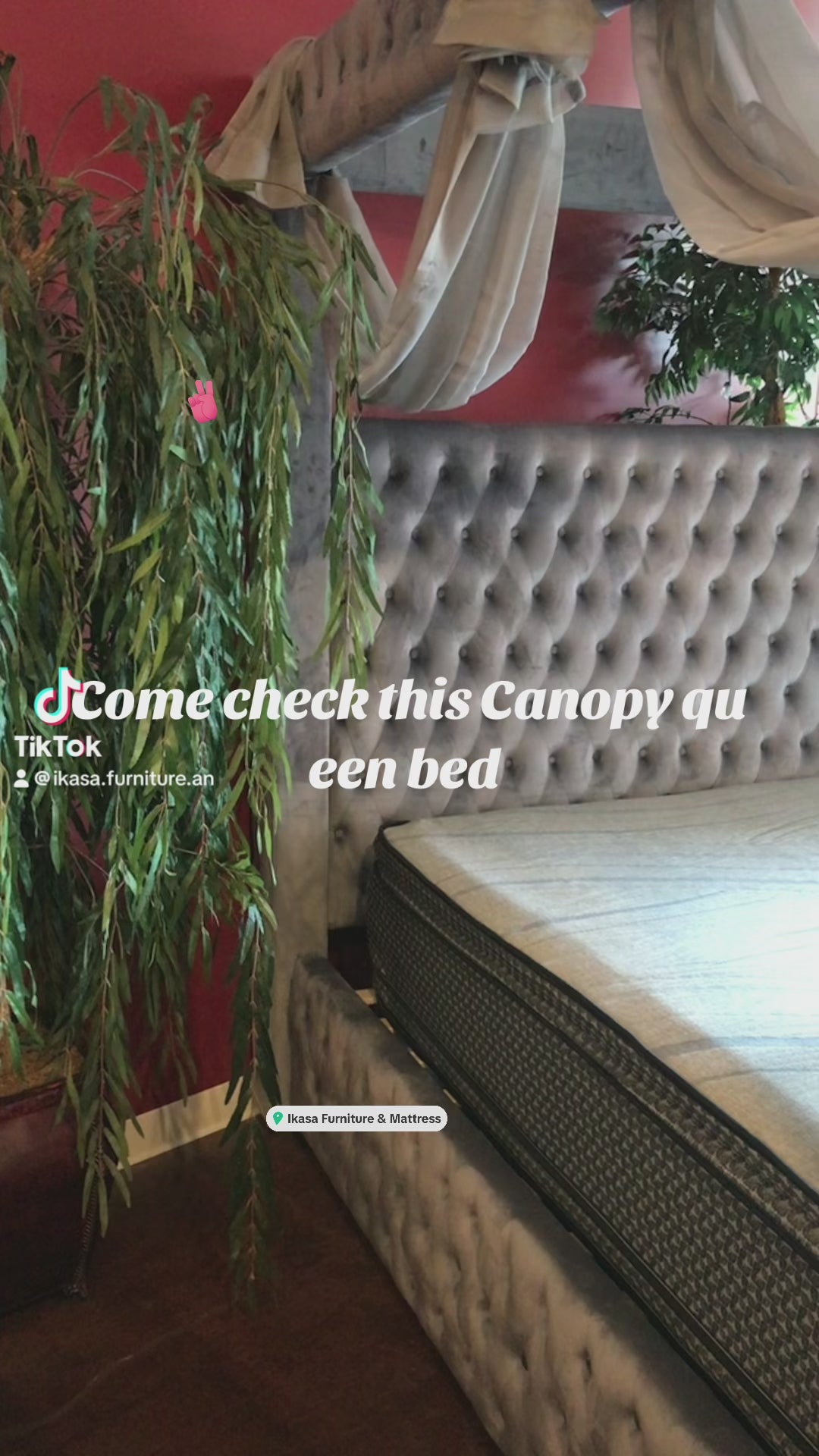 MONICA CANOPY GREY QUEEN BED (FLOOR SAMPLE SALE)