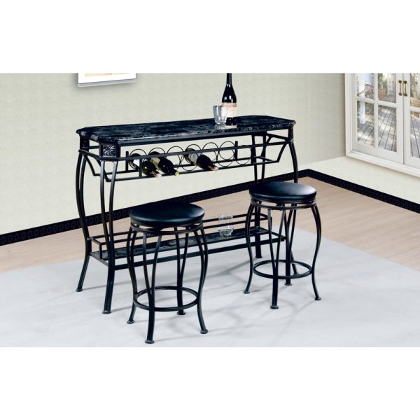 Faux Marble top Bar and 2 revolving chairs
