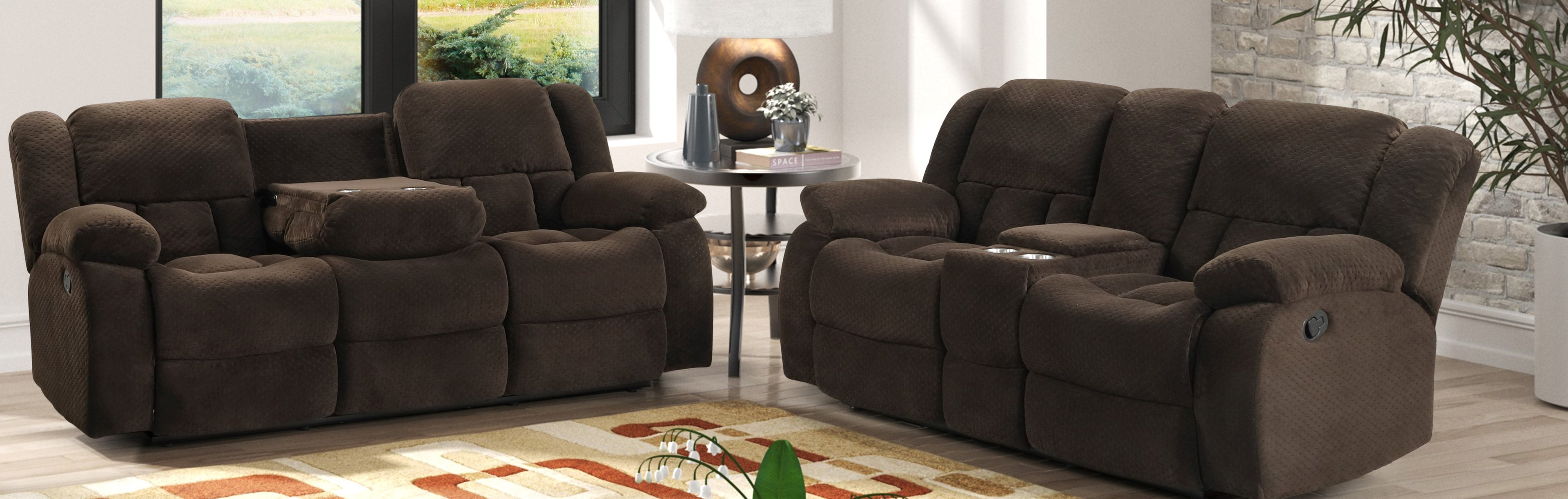 ARMADA BROWN SOFA & LOVE SEAT