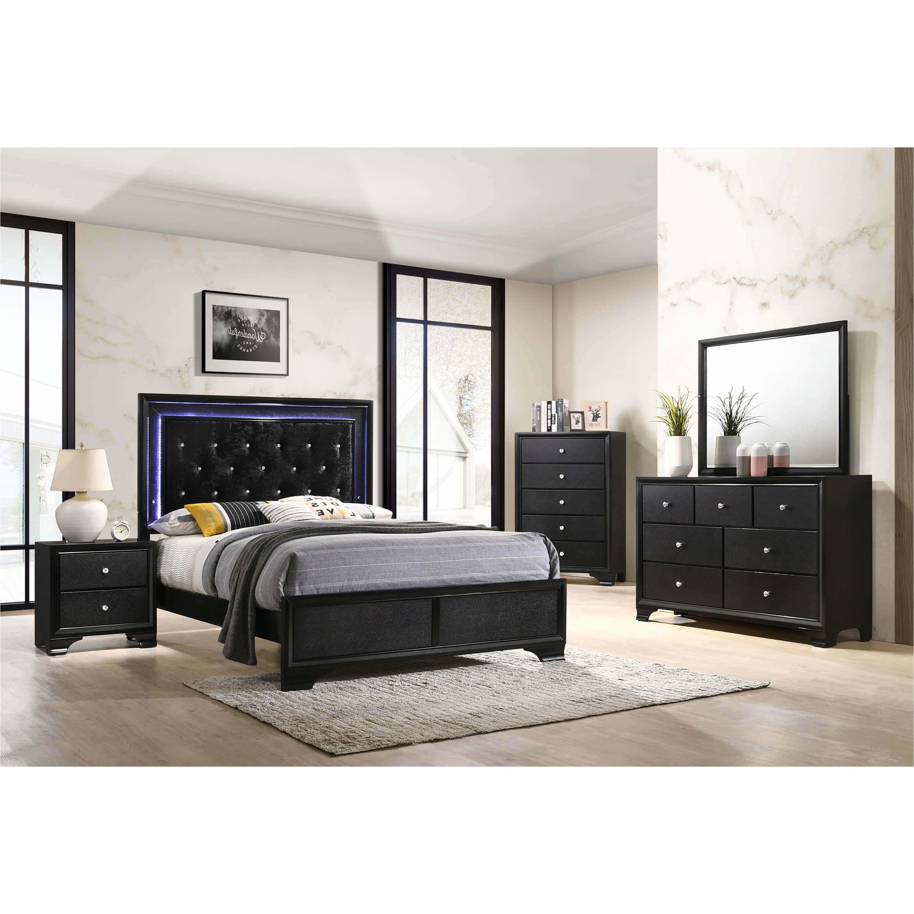 IKASA Bedroom |Light Up ALLURING LIGHTS | 5 Piece BEDROOM Set