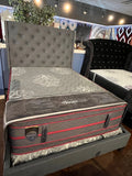 GREY QUEEN BED WITH MATTRESS & BOX SPRING