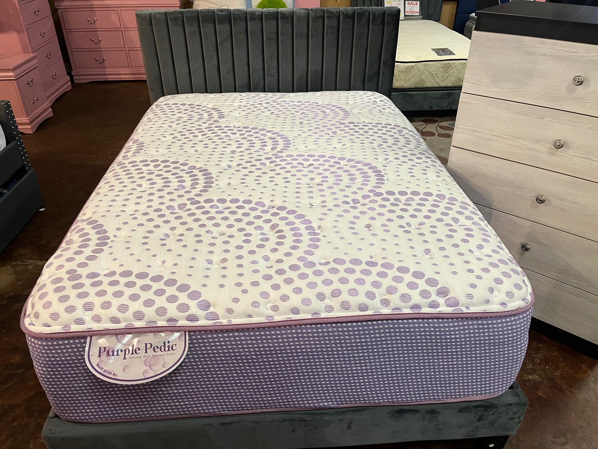 Upholstered Platform Full Bed With Mattress & Chest