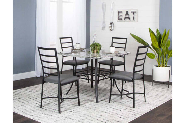 GREY FAUX MARBEL DINETTE 5 PIECES