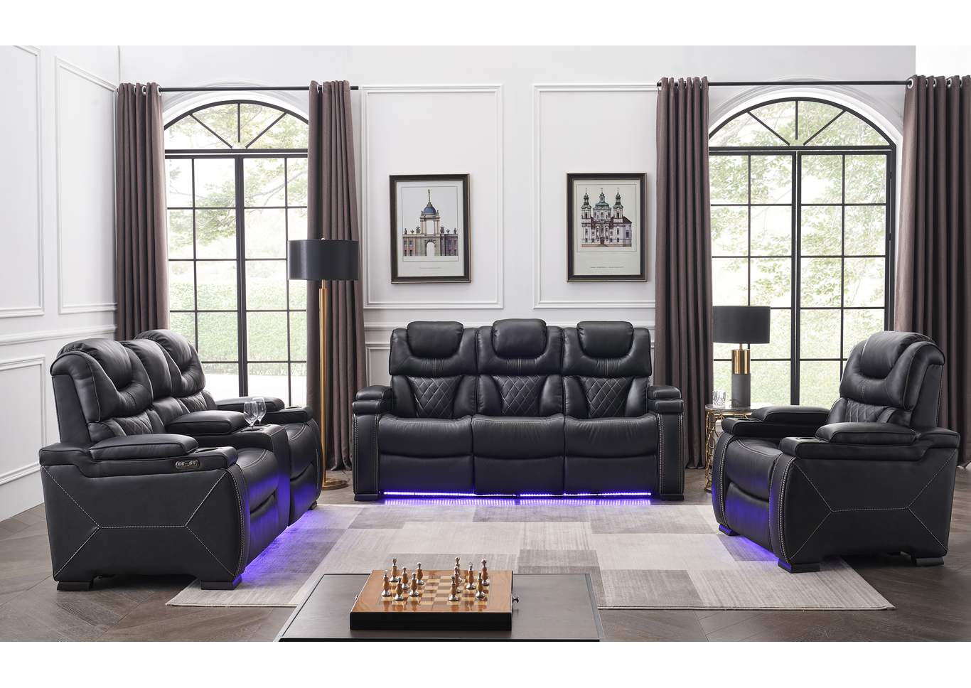 Relax, Recline & Recreation! Black Sofa | Loveseat